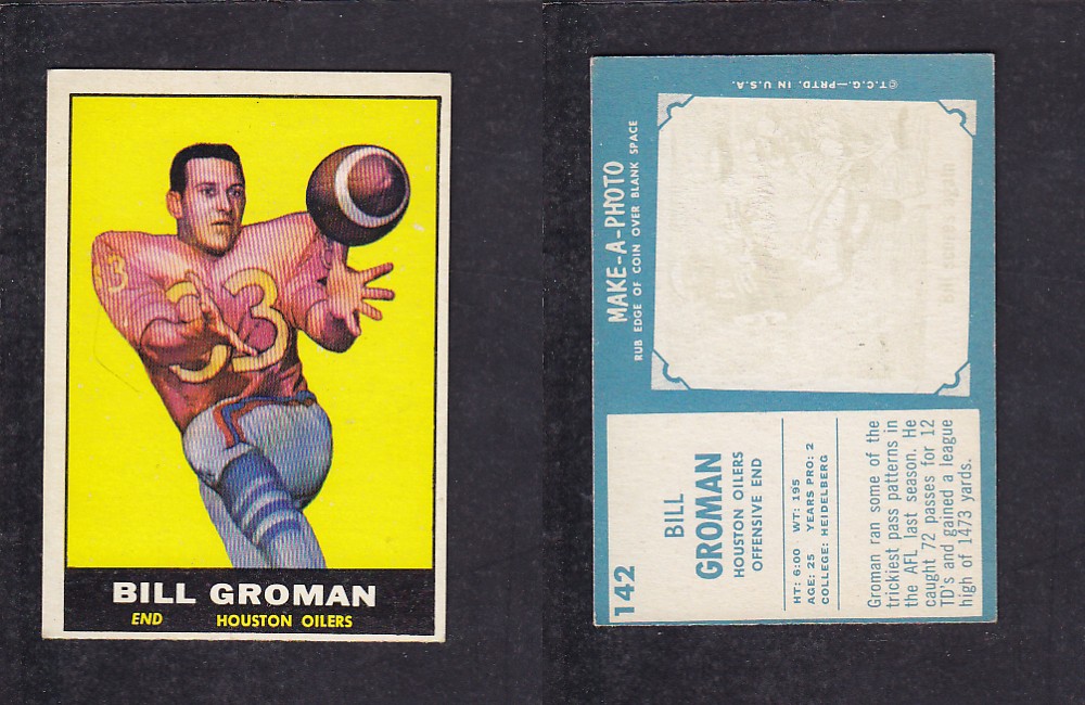 1961 NFL TOPPS FOOTBALL CARD #142 B. GROMAN photo