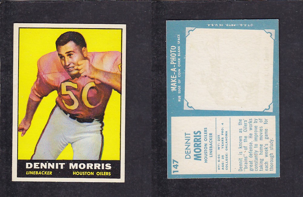 1961 NFL TOPPS FOOTBALL CARD #147 D. MORRIS photo