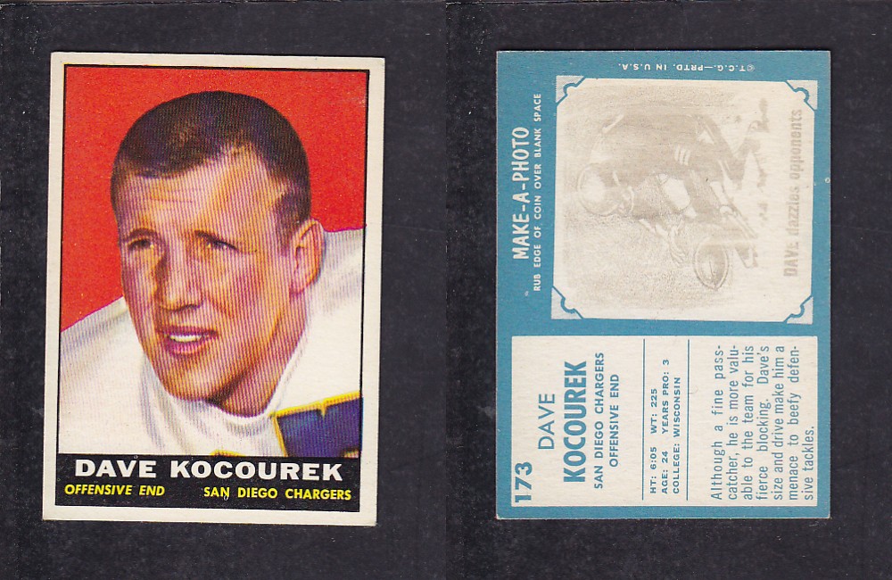 1961 NFL TOPPS FOOTBALL CARD #173 D. KOCOUREK photo