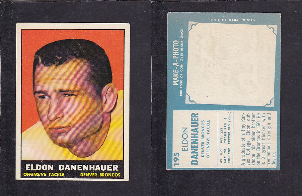 1961 NFL TOPPS FOOTBALL CARD #195 E. DANENHAUER photo