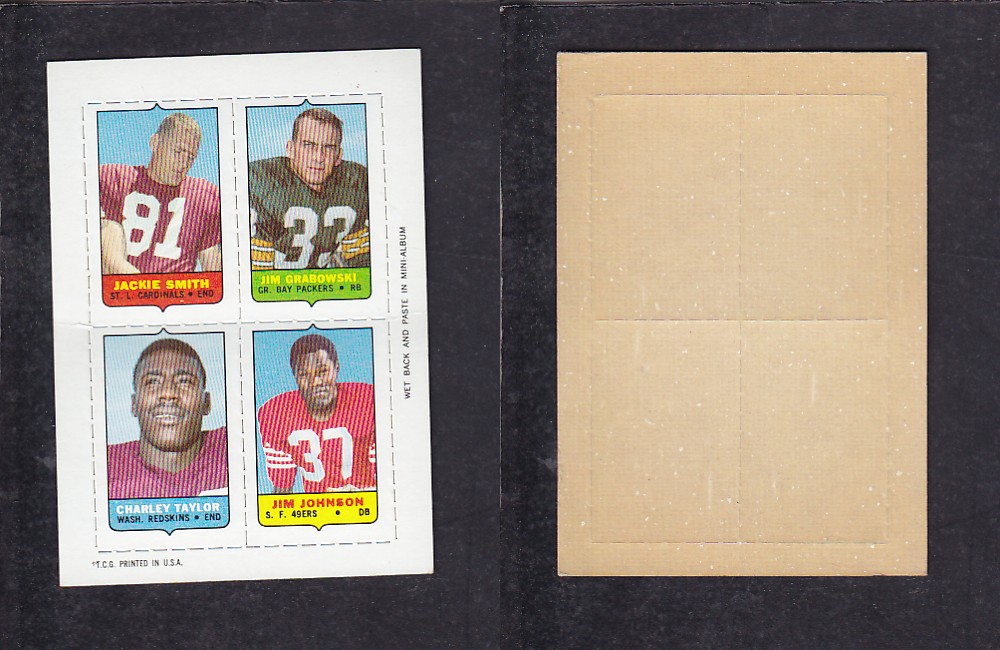 1969 NFL TOPPS FOOTBALL CARD 4 IN 1 INSERT J. SMITH photo