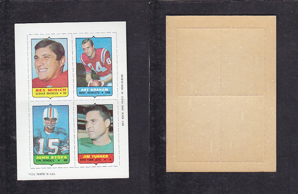 1969 NFL TOPPS FOOTBALL CARD 4 IN 1 INSERT R. MIRICH photo