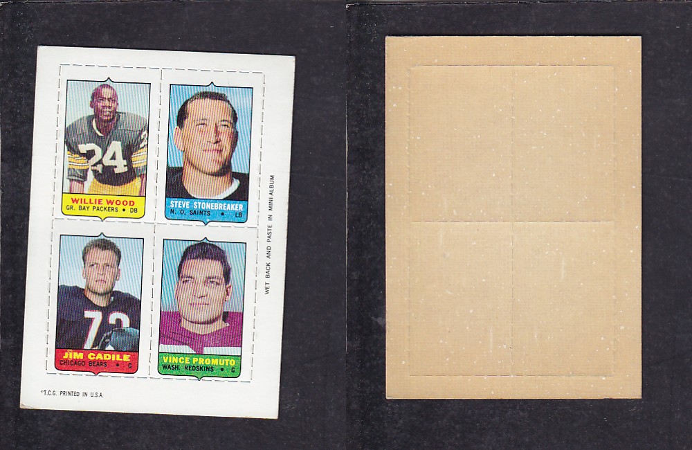 1969 NFL TOPPS FOOTBALL CARD 4 IN 1 INSERT W. WOOD photo
