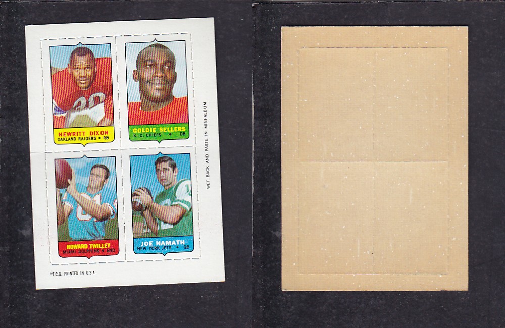1969 NFL TOPPS FOOTBALL CARD 4 IN 1 INSERT H. DIXON photo