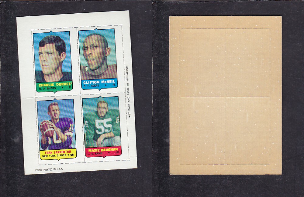 1969 NFL TOPPS FOOTBALL CARD 4 IN 1 INSERT C. DURKEE photo