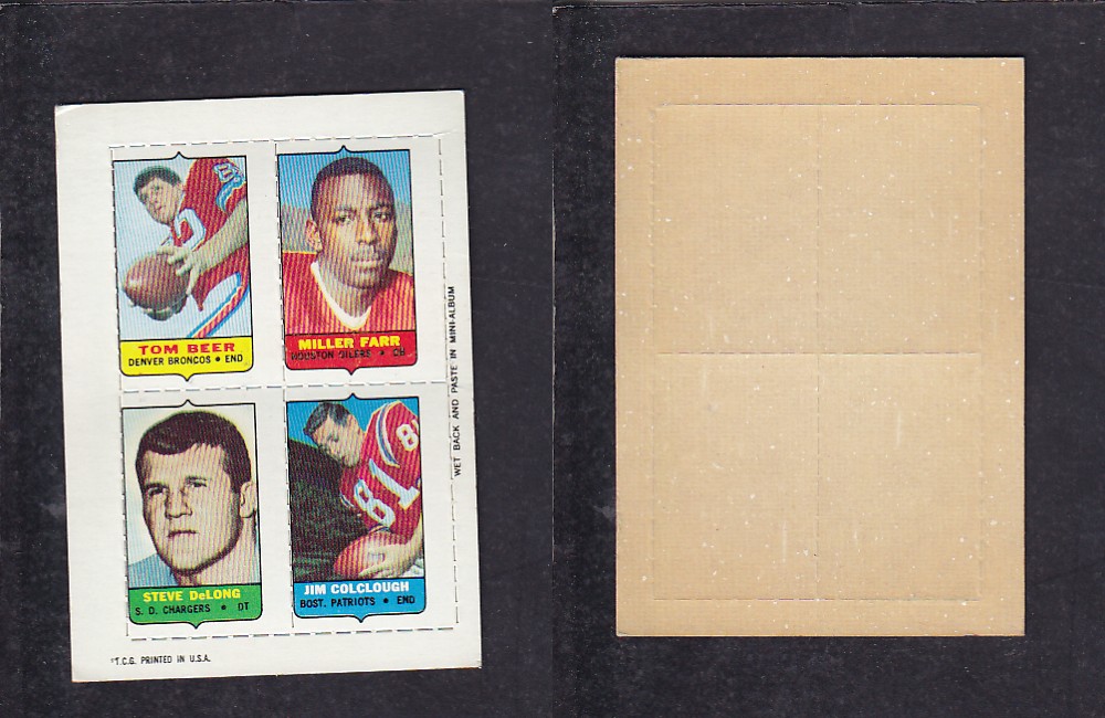 1969 NFL TOPPS FOOTBALL CARD 4 IN 1 INSERT T. BEER photo