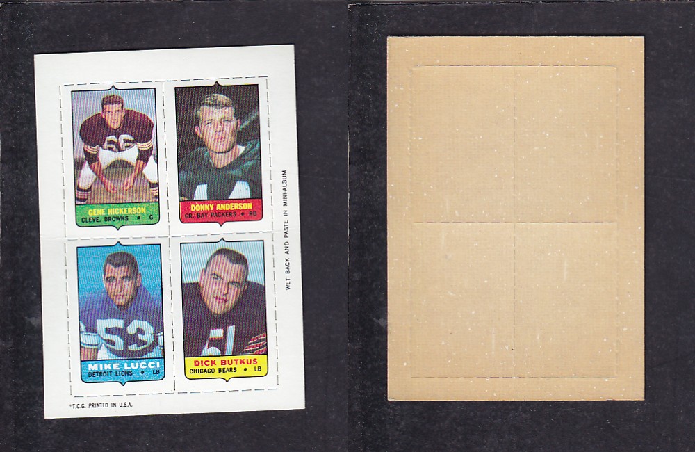 1969 NFL TOPPS FOOTBALL CARD 4 IN 1 INSERT G. HICKERSON photo