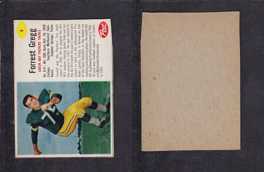1962 NFL POST FOOTBALL CARD #4 F. GREGG photo