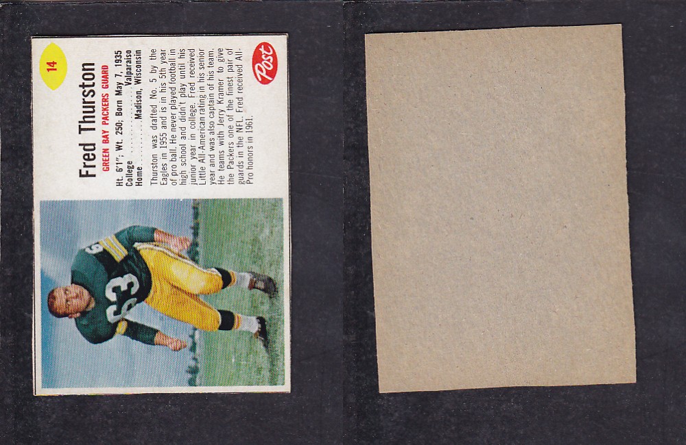 1962 NFL POST FOOTBALL CARD #14 F. THURSTON photo