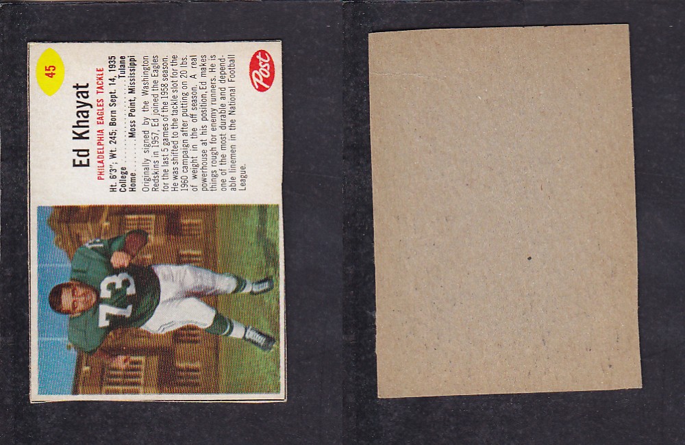 1962 NFL POST FOOTBALL CARD #45 E. KHAYAT photo