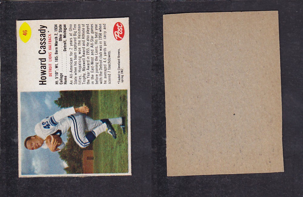 1962 NFL POST FOOTBALL CARD #46 H. CASSADY photo