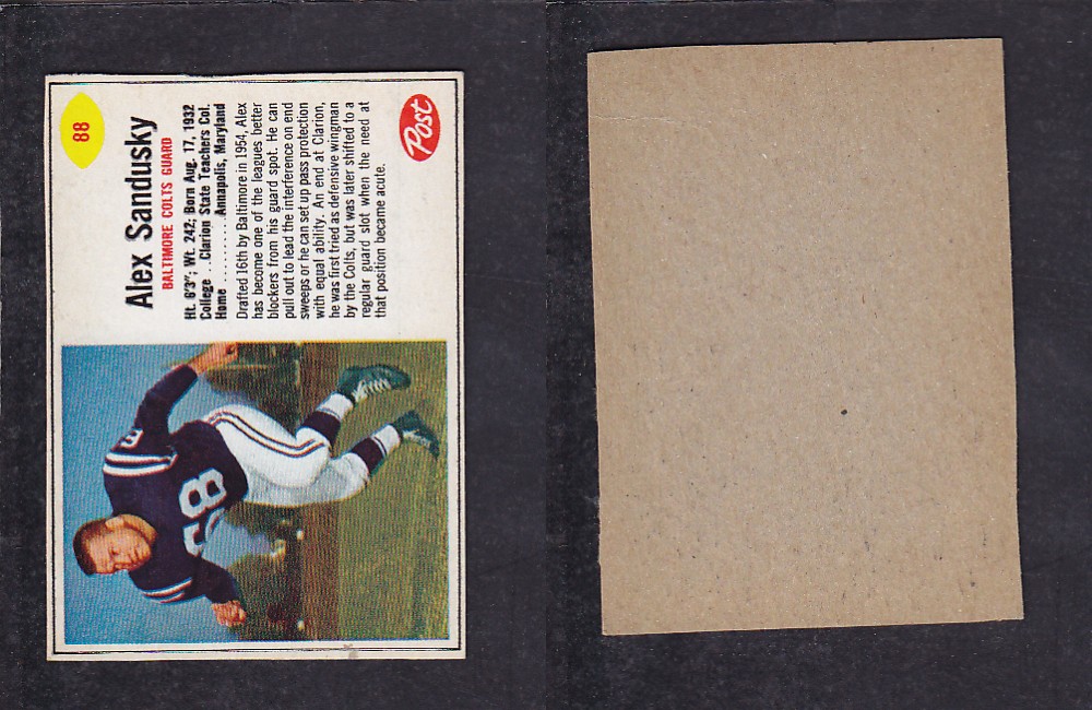 1962 NFL POST FOOTBALL CARD #88 A. SANDUSKY photo