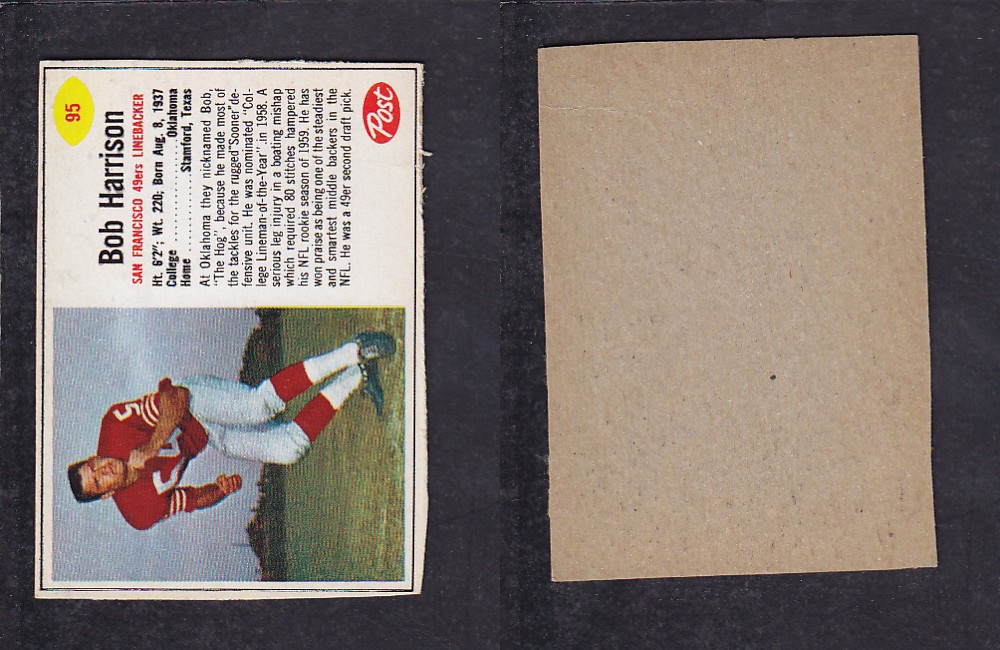 1962 NFL POST FOOTBALL CARD #95 B. HARRISON photo