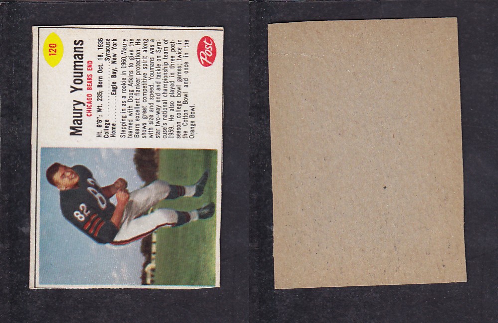 1962 NFL POST FOOTBALL CARD #120 M. YOUMANS photo