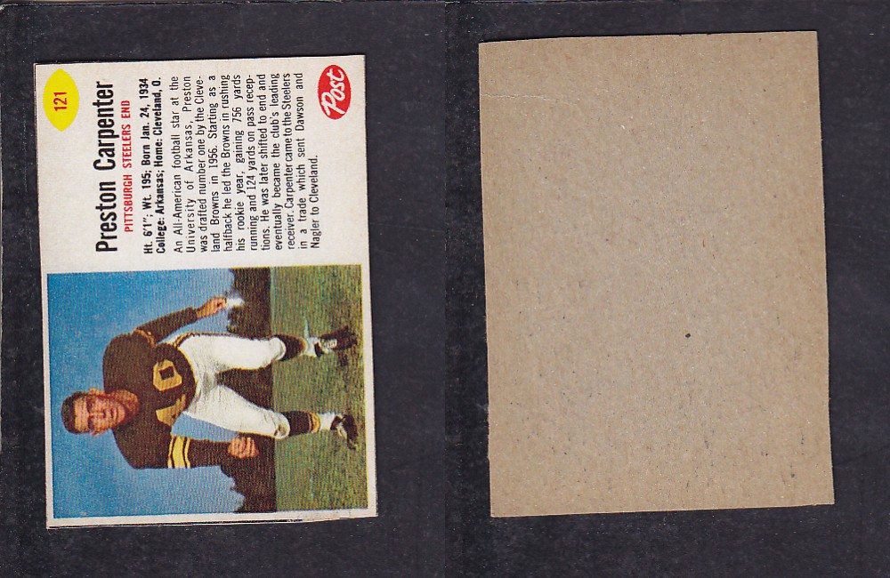 1962 NFL POST FOOTBALL CARD #121 P. CARPENTER photo