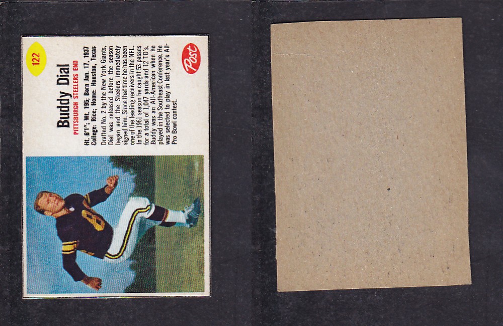 1962 NFL POST FOOTBALL CARD #122 B. DIAL photo