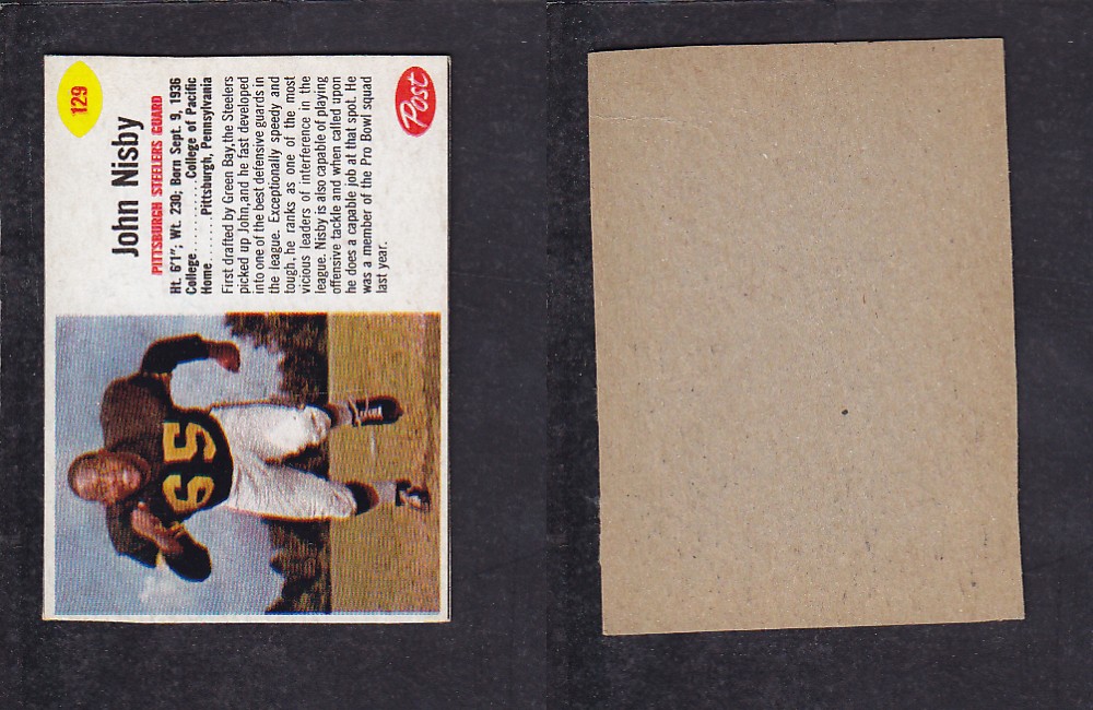 1962 NFL POST FOOTBALL CARD #129 J. NISBY photo