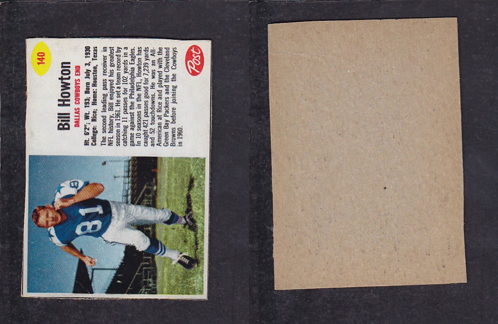 1962 NFL POST FOOTBALL CARD #140 B. HOWTON photo