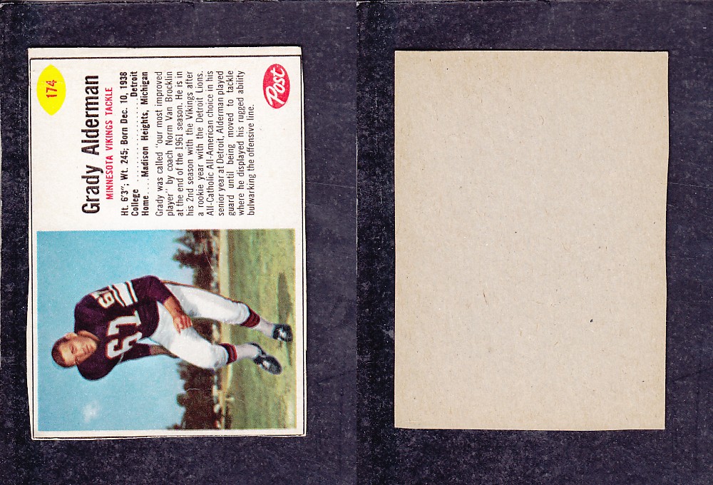 1962 NFL POST FOOTBALL CARD #174 G. ALDERMAN photo