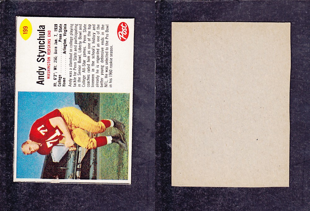 1962 NFL POST FOOTBALL CARD #199 A. STYNCHULA photo