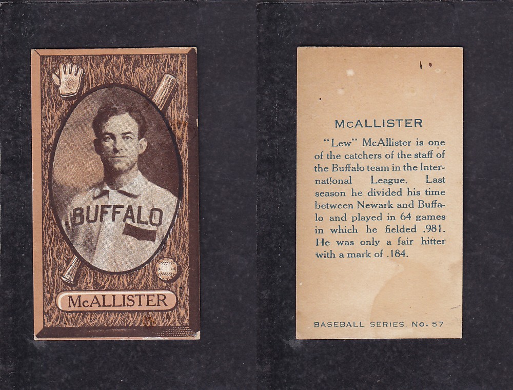 1912 INPERIAL TABACCO BASEBALL CARD #57 MCALLISTER photo