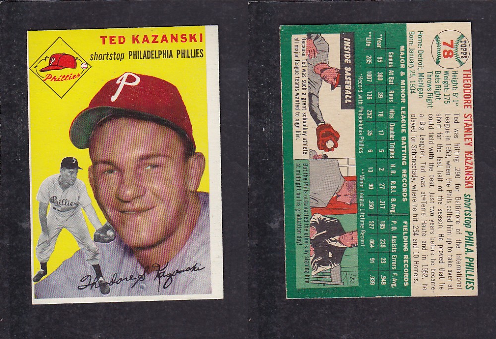 1952 TOPPS BASEBALL CARD #78 T. KAZANSKI photo