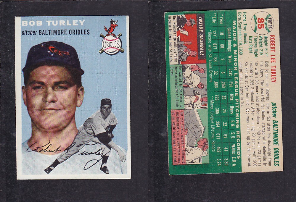 1952 TOPPS BASEBALL CARD #85 B. TURLEY photo