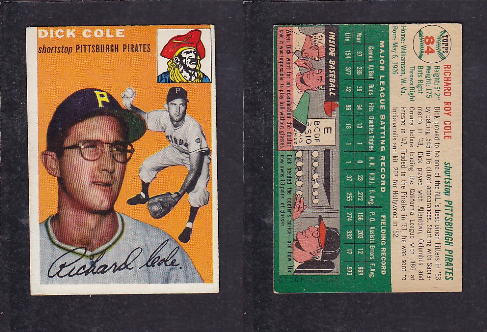 1952 TOPPS BASEBALL CARD #84 D. COLE photo