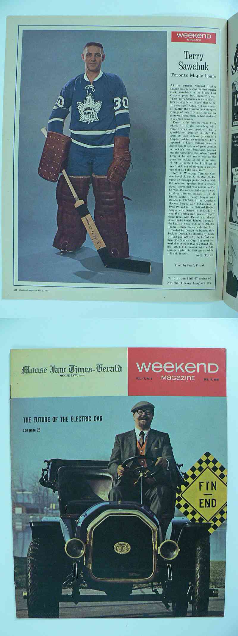 1967 WEEKEND FULL MAGAZINE T.SAWCHUK PHOTO photo