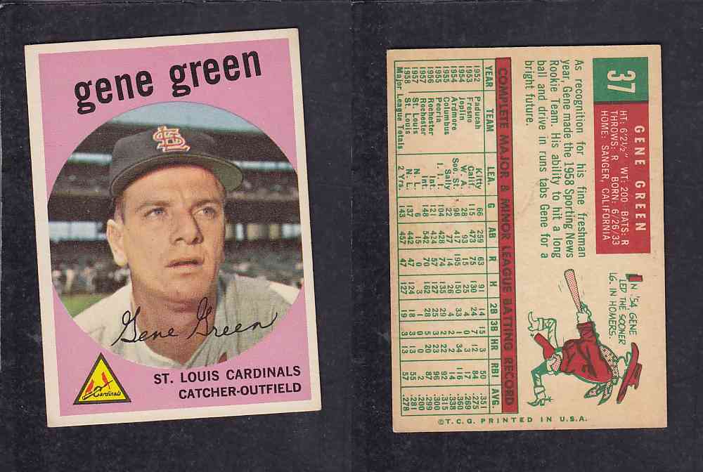 1959 TOPPS BASEBALL CARD#37  G.  GREEN photo