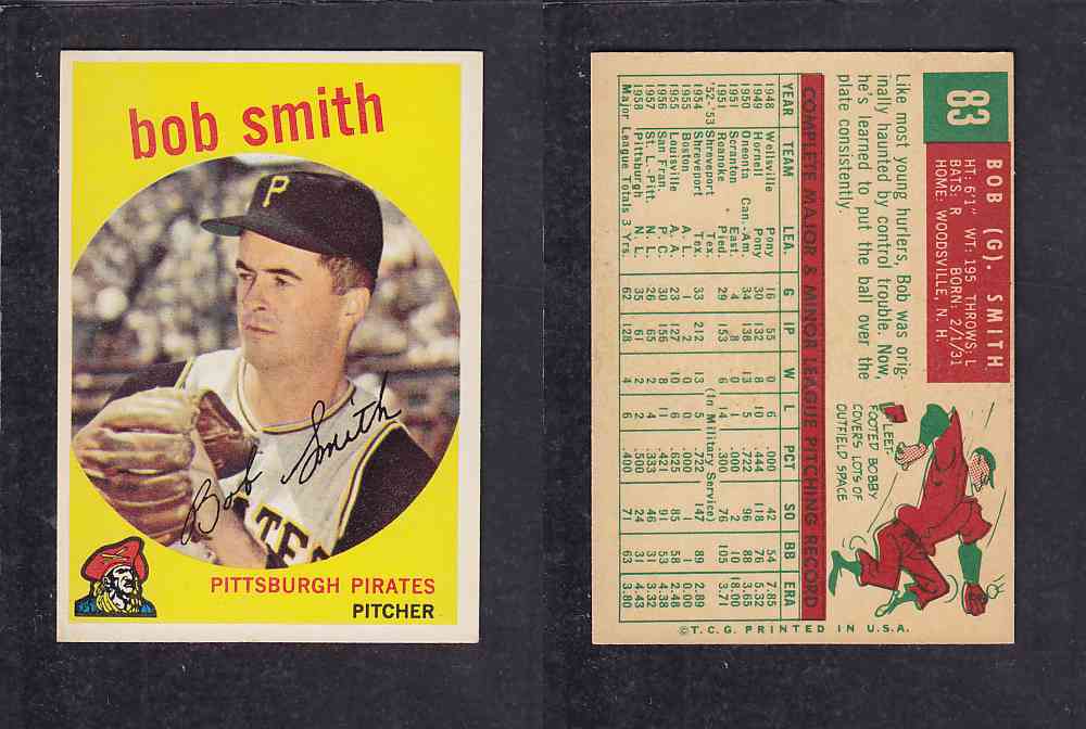 1959 TOPPS BASEBALL CARD  #83  B.  SMITH photo