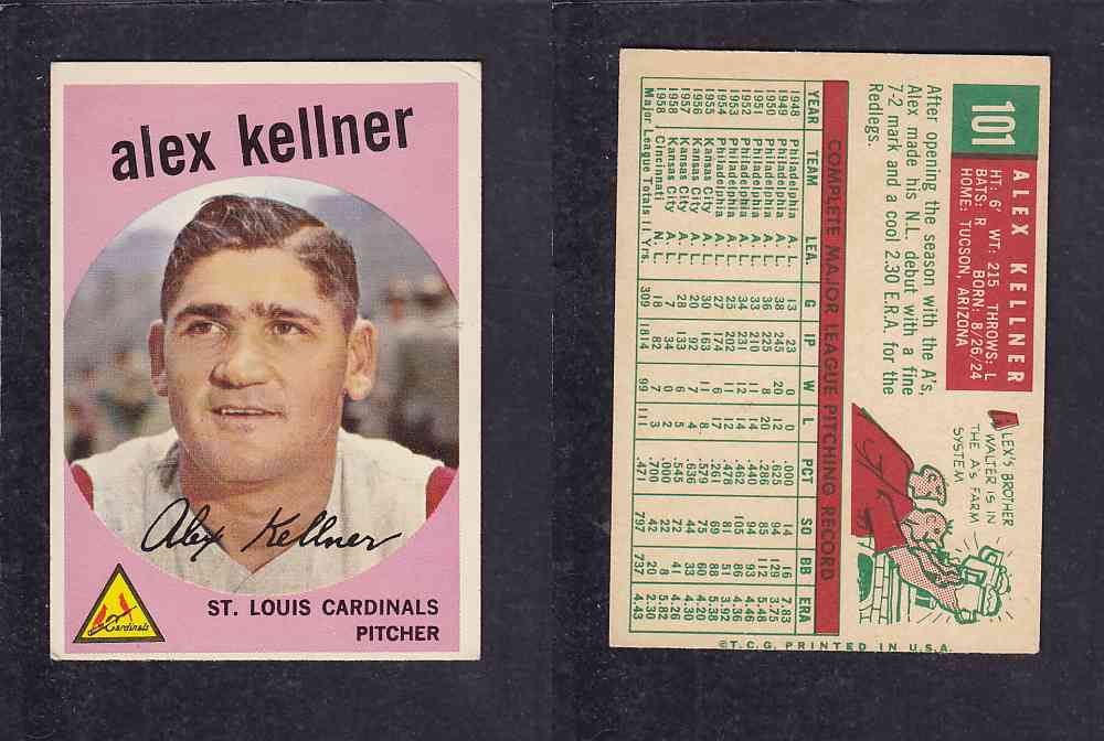 1959 TOPPS BASEBALL CARD #101    A. KELLNER photo