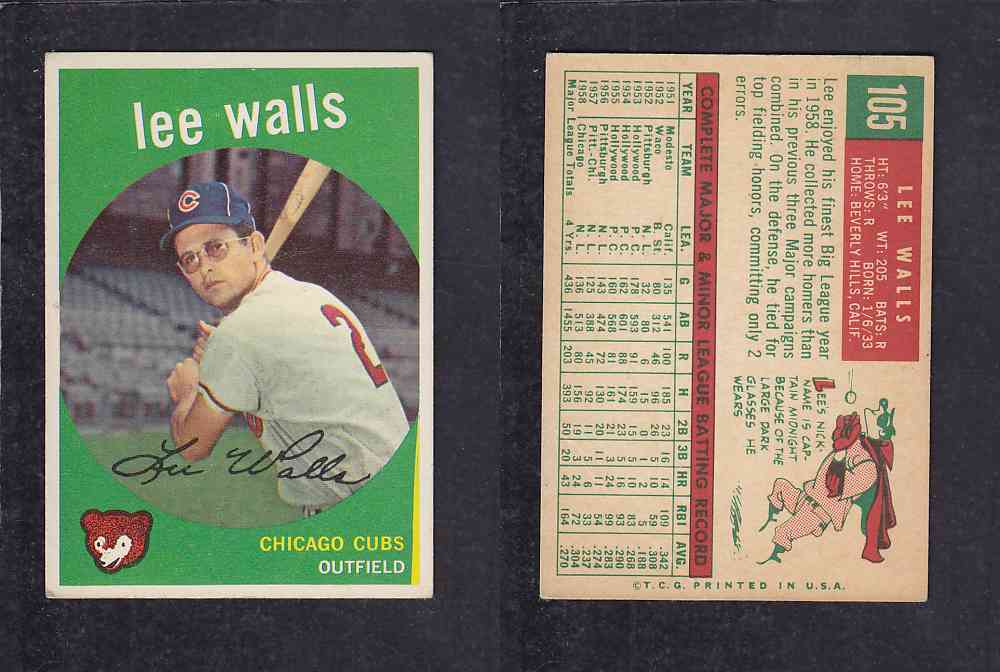 1959 TOPPS BASEBALL CARD #105   L.  WALLS photo