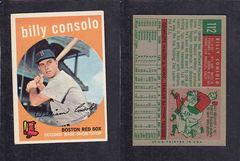 1959 TOPPS BASEBALL CARD #112    B. CONSOLO photo
