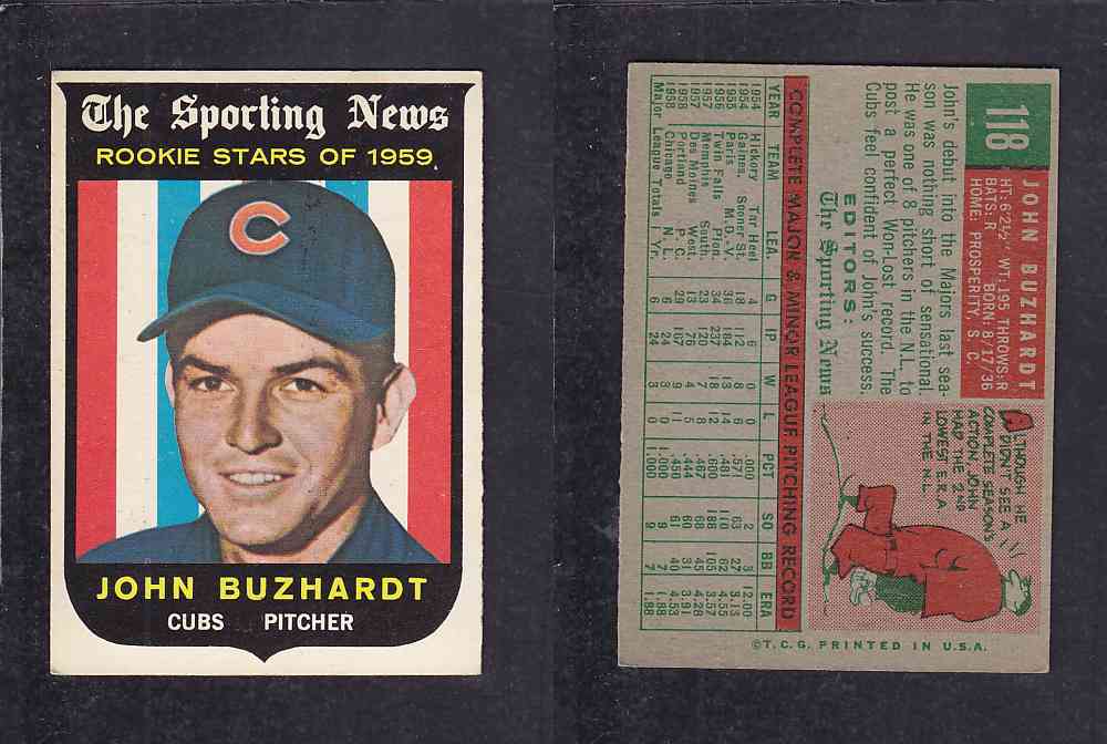 1959 TOPPS BASEBALL CARD #118    J. BUZHARDT photo