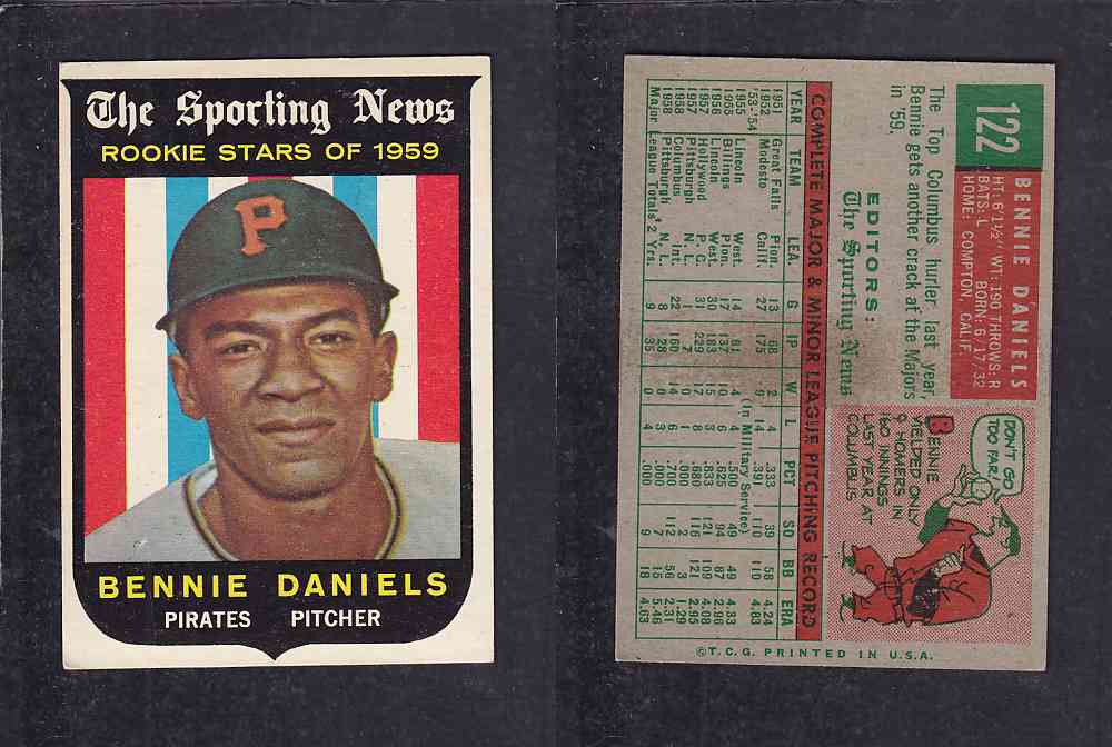 1959 TOPPS BASEBALL CARD #122    B.  DANIELS photo