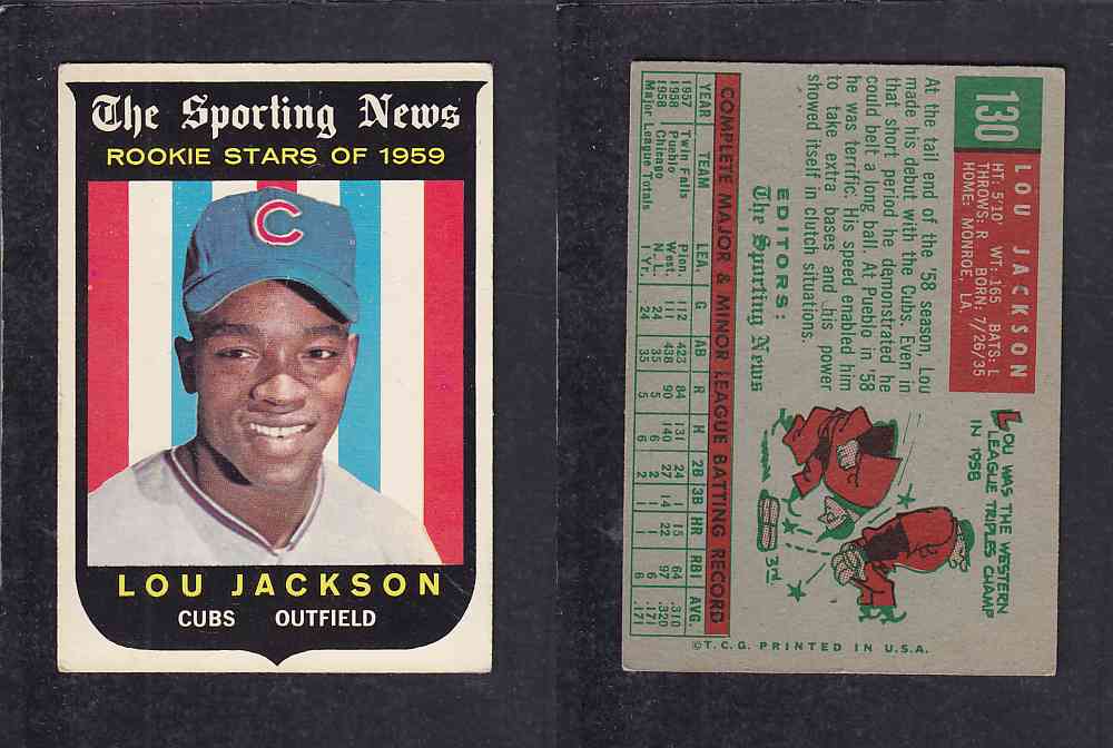 1959 TOPPS BASEBALL CARD #130   L. JACKSON photo