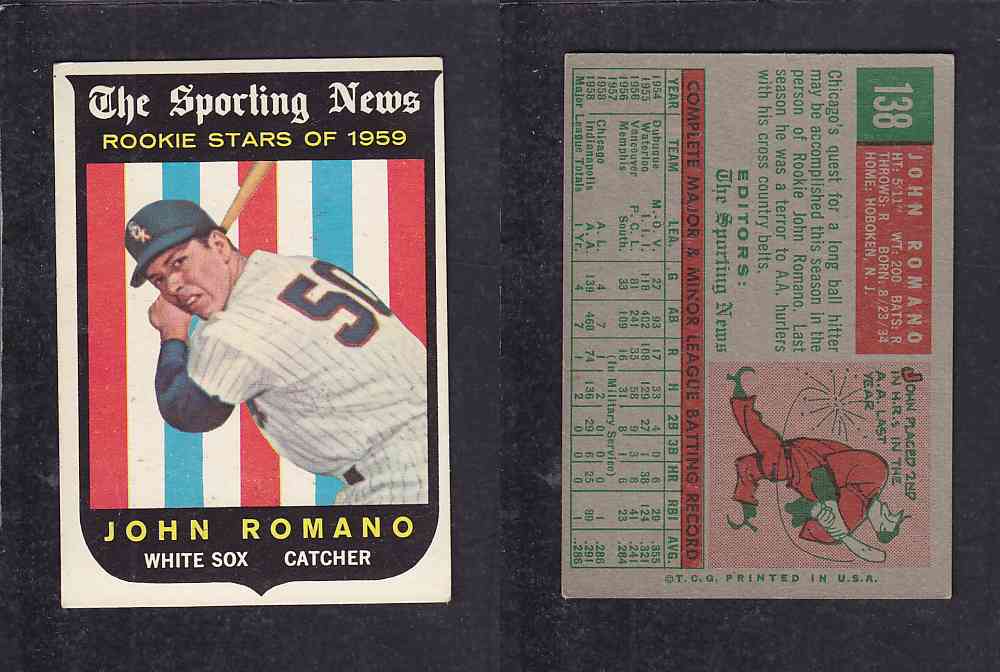 1959 TOPPS BASEBALL CARD #138   J.  ROMANO photo
