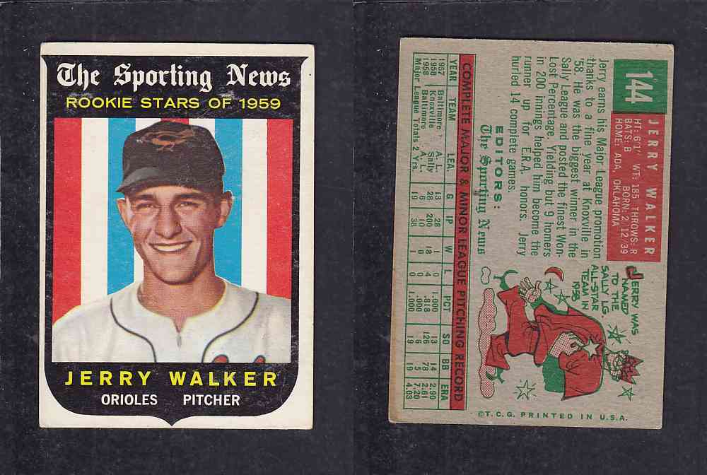1959 TOPPS BASEBALL CARD #144     J. WALKER photo