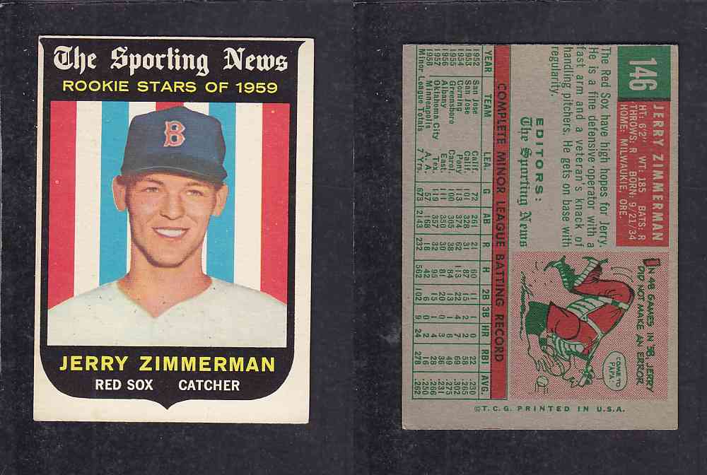 1959 TOPPS BASEBALL CARD #146     J.   ZIMMERMAN photo