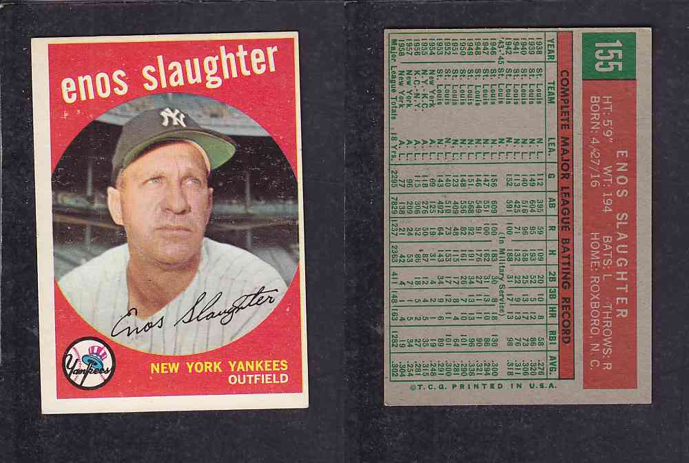 1959 TOPPS BASEBALL CARD   #155    E. SLAUGHTER photo
