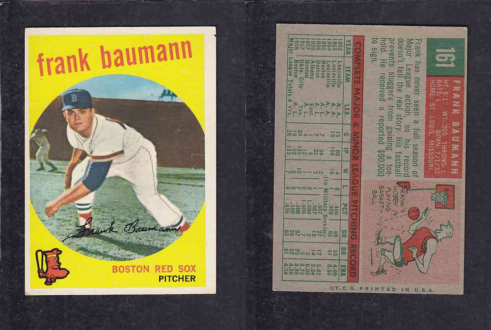 1959 TOPPS BASEBALL CARD #161   F. BAUMANN photo