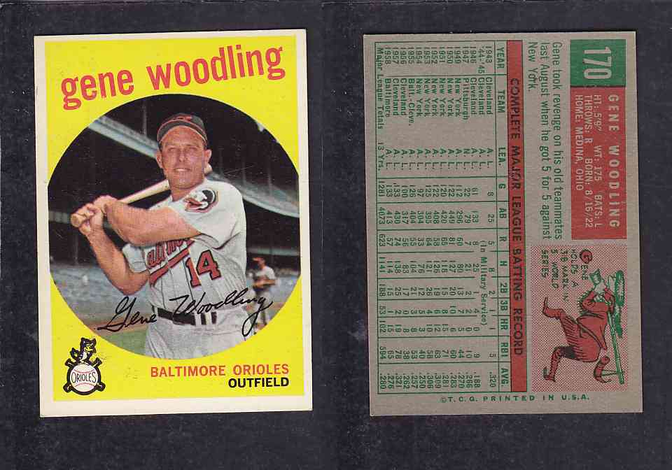 1959 TOPPS BASEBALL CARD #170   G. WOODLING photo