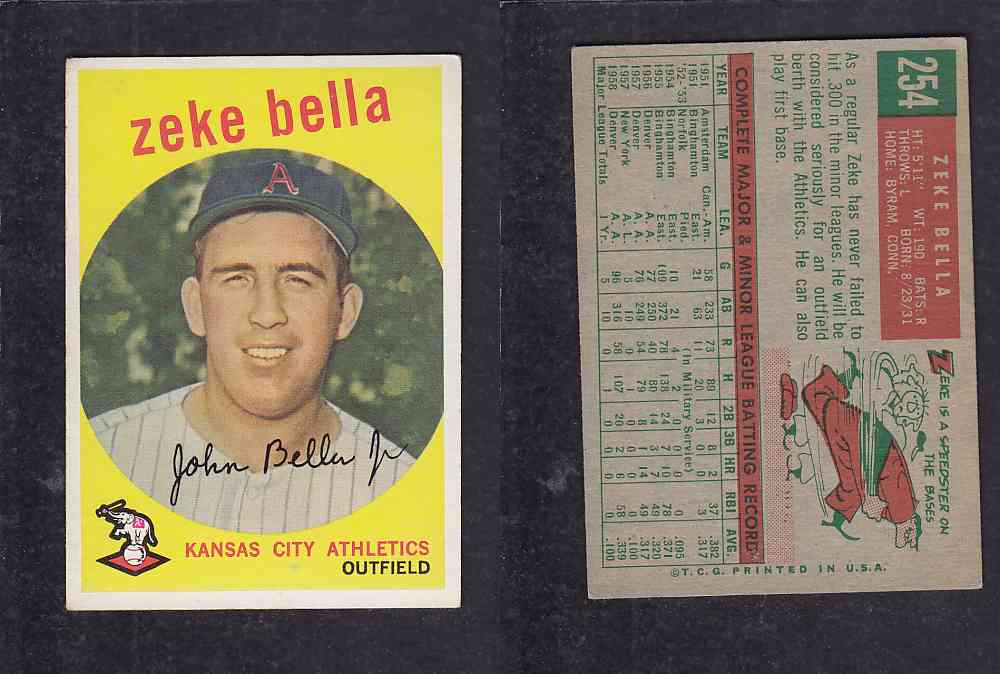 1959 TOPPS BASEBALL CARD #254   Z. BELLA  photo
