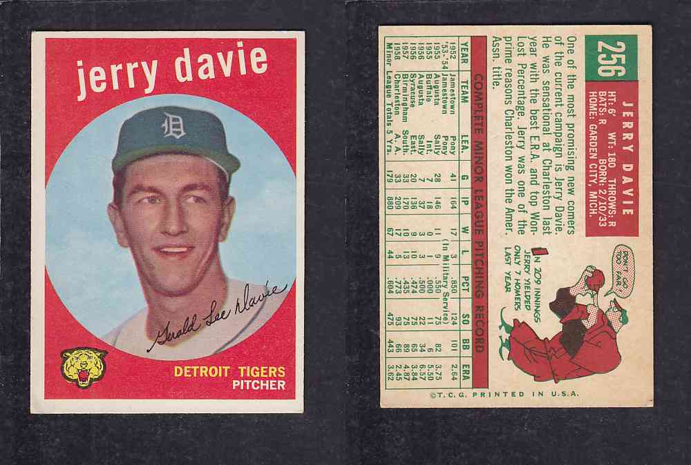 1959 TOPPS BASEBALL CARD #256   J. DAVIE photo