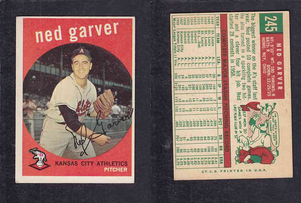 1959 TOPPS BASEBALL CARD #245    N. GARVER photo