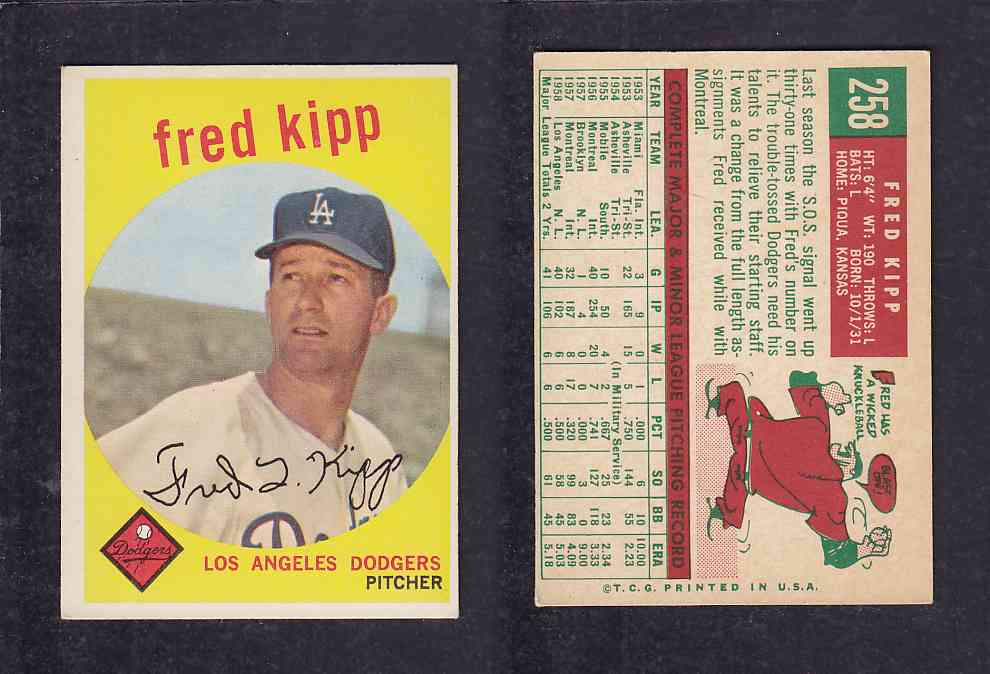1959 TOPPS BASEBALL CARD #258  F. KIPP photo