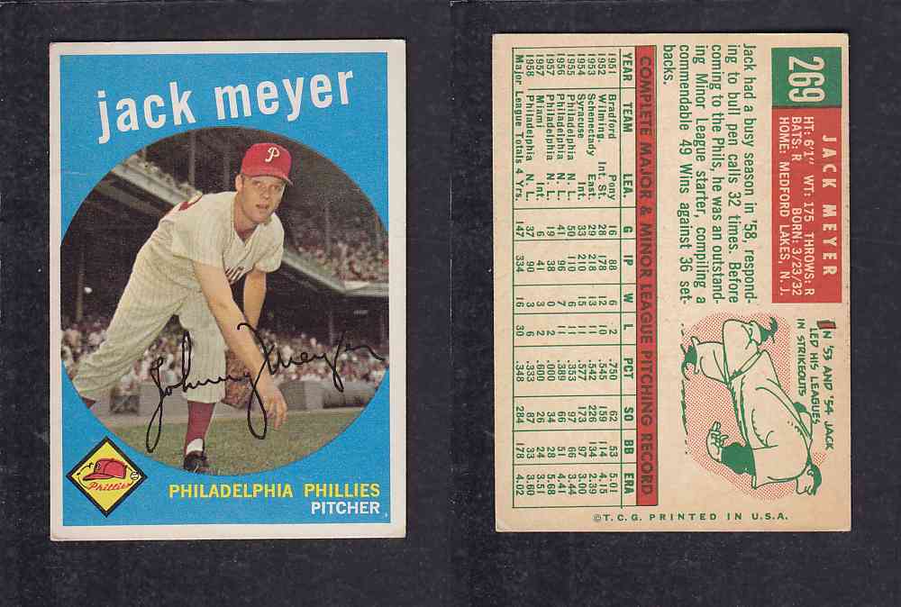 1959 TOPPS BASEBALL CARD #269   J. MEYER photo