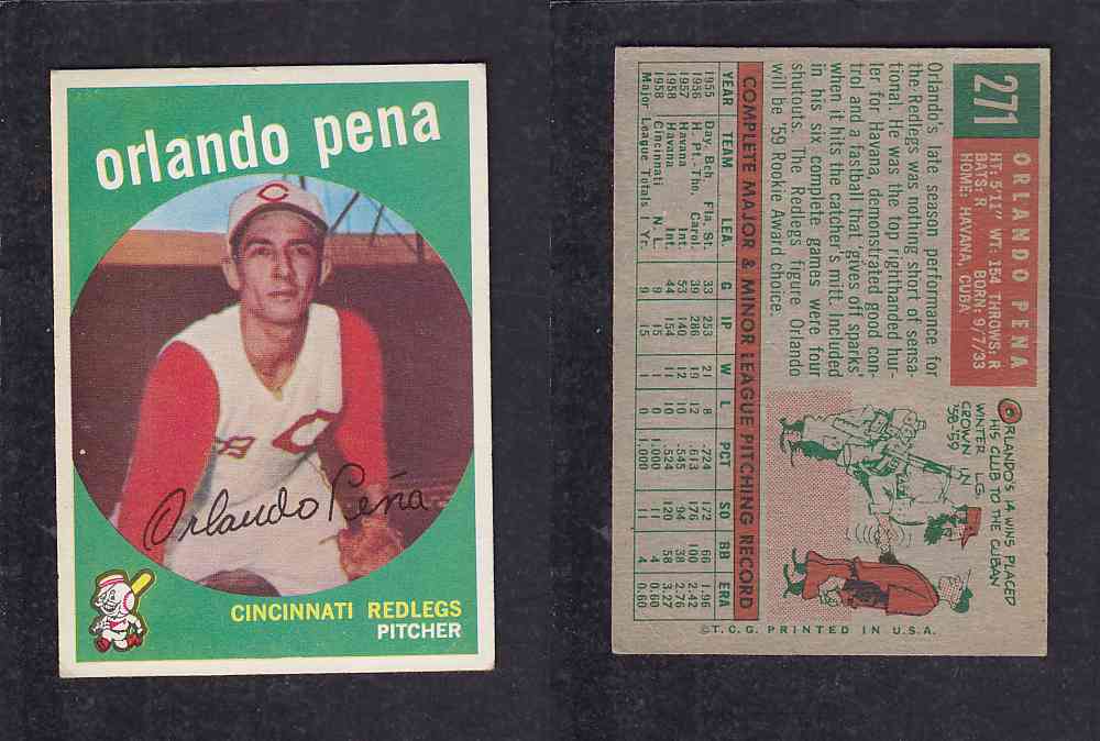 1959 TOPPS BASEBALL CARD #271  O. PENA photo