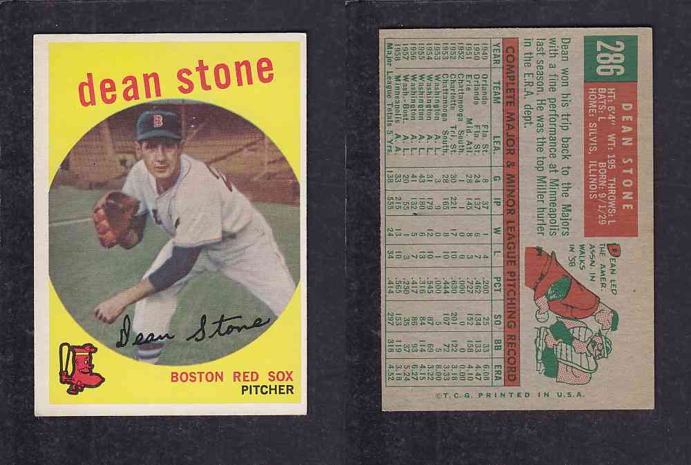 1959 TOPPS BASEBALL CARD #286   D. STONE photo